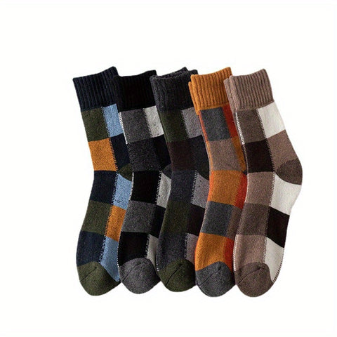 2/3/5 Pair Winter Middle Tube Socks Plaid Faux Wool Ring Thickened Warm Faux Rabbit Wool Socks