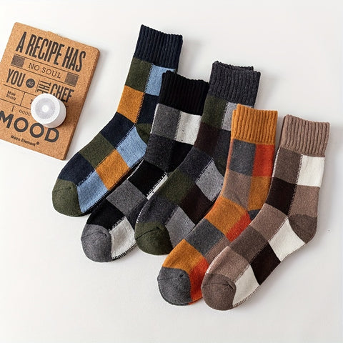 2/3/5 Pair Winter Middle Tube Socks Plaid Faux Wool Ring Thickened Warm Faux Rabbit Wool Socks