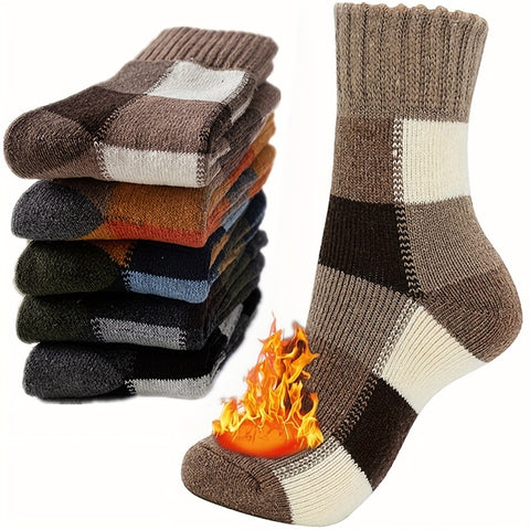 2/3/5 Pair Winter Middle Tube Socks Plaid Faux Wool Ring Thickened Warm Faux Rabbit Wool Socks