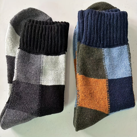 2/3/5 Pair Winter Middle Tube Socks Plaid Faux Wool Ring Thickened Warm Faux Rabbit Wool Socks