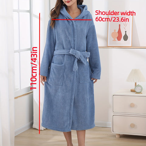 1pc Pineapple Grid Women's Bathrobe, Absorbent Sleepwear, Super Soft & Warm Fuzzy Spa Robe, For Bathroom Bedroom Spa, Ideal Bathroom Supplies