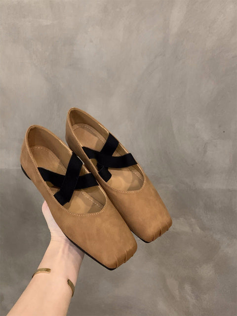 2025  flat-bottomed ballet square head single shoes fairy shoes popular new spring and autumn Mary Jane evening gentle shoes