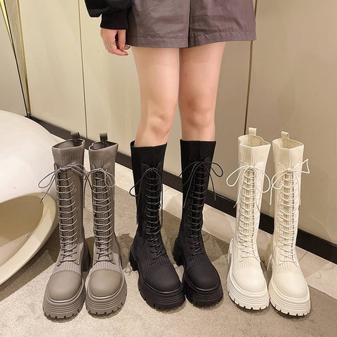 2025  Hot-style versatile popular new thick-heeled western boots retro and thin fashion long knight boots