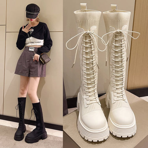 2025  Hot-style versatile popular new thick-heeled western boots retro and thin fashion long knight boots