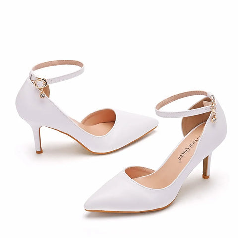 Dress Shoes Sexy One Word Buckle High Heels Fashion 12cm Super Heel Lady Party Pumps Large Pointed Toe Stiletto Womens Shoes