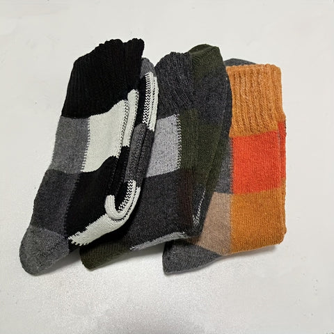 2/3/5 Pair Winter Middle Tube Socks Plaid Faux Wool Ring Thickened Warm Faux Rabbit Wool Socks